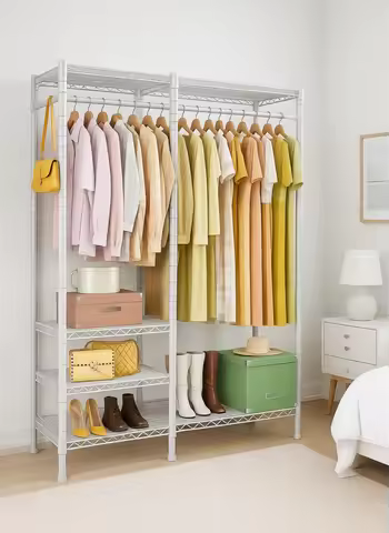 Heavy Duty Freestanding Clothes Rack Adjustable Garment Organizer Portable 45x16x71 Max Load 600lbs 