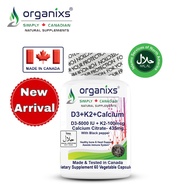 Organixs Vitamin D3 5000iu + K2 100mg, Calcium Citrate & Black Pepper - Halal Certified [CND]