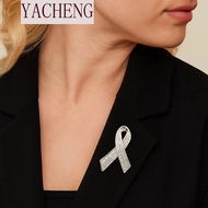YACHENG Black Ribbon Pin, Rhinestone Crystal Awareness Funeral Ribbon Badge Brooch, Enamel Black Rib
