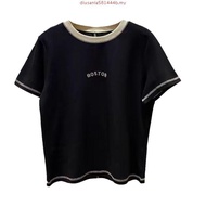 IER Round Neck Embroidered Genuine Shoulder All-Match Short-Sved t