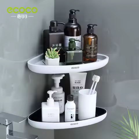 custom. [Corner Storage] Ecoco Wall-Mounted Bathroom Shelf No-Drill Kitchen Storage Bathroom and Toi