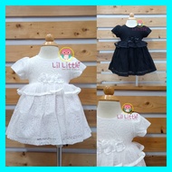 Lil Little BGD60 NB Baby Hitam Putih Gown Baby Girl Lace Dress(Gaun Aqiqah/Flower Girl/Birthday Part
