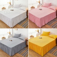 Brushed Bed Skirt Solid Color Bedspread with Lace Wedding White Bedsheet Skirting Single Queen King 