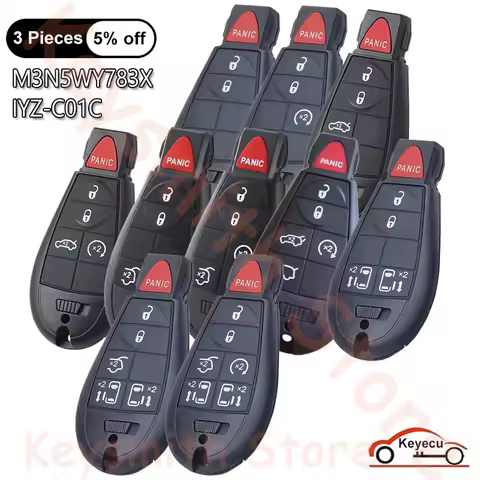KEYECU 3 4 5 6 7 Buttons 433MHz ID46 Chip for Jeep for Chrysler for Dodge Remote Control Key Fob FCC
