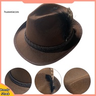 HUA  Feather Decoration Jazz Hat Retro-inspired Men Hat Men's Fedora Hat Retro Jazz Style with Feath