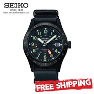 [Official Warranty] Seiko SSK025K1 Men's Seiko 5 Sport GMT Black Leather Strap Watch