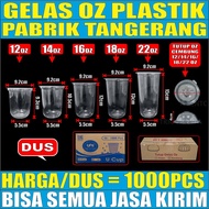 Gelas oz Oval 12oz 14oz 16oz 18oz 22oz Per Dus Bening Cup Plastik Bulat Round Dus Semua Jasa Kirim