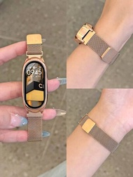 1 件米蘭磁性錶帶和不銹鋼金屬保護殼兼容小米手環 8/7/6/5/4/3,兼容 Nfc
