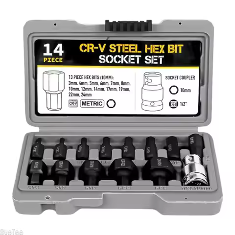 3-24mm Allen Hex Bit Socket Set 14Pcs Hexagon Bit Sockets Allen Key Hex Wrench Head Tool for Ratchet