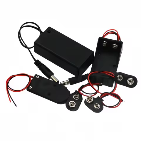 1pcs 9 Volt Box Pack Power Toggle Black 9V Battery Holder I/T Type Battery Clips Connector Buckle wi