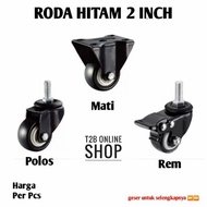 Roda caster karet baut 2", roda etalase, lemari, troli, CASTOR KARET 2