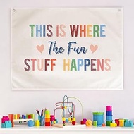 Whaline Boho Classroom Canvas Banner Motivational Hanging Wall Banner Flag for School Classroom Nurs