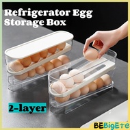 BigEre 2-layer Refrigerator Egg Storage Box Kitchen Egg Rolling Storage Box