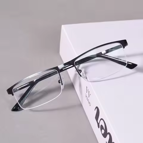 2025 New Metal Half Frame Anti Blue Light Presbyopia Glasses Business Lightweight Reading Presbyopia