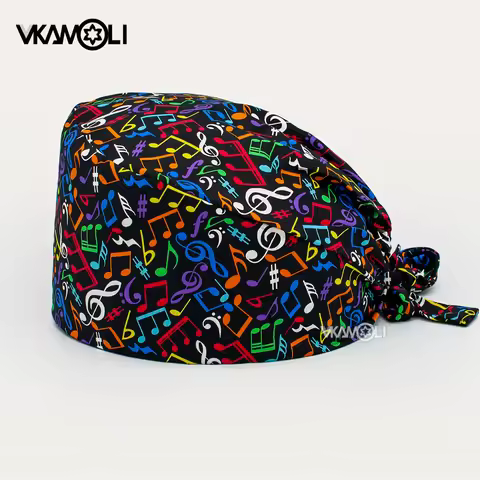 Fashion note pattern printing Scrub Caps Dentist vet lab operating room hat women and man Scrubs Hat