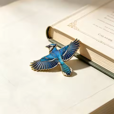 New Style Nature Bird Brooch Blue Jay Element Metal Badge Funny Decorative Pin DIY Clothing Bag Hat 