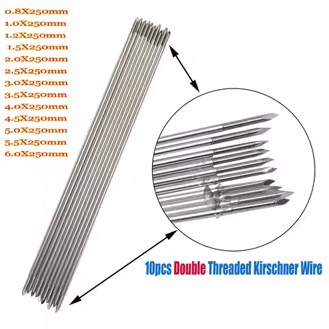 10pcs Double Sided Threaded Kirschner Wire Trocar Wire Stainless Steel Orthopedic K-Wire Pins Trocar