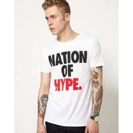 品牌Nation字母標語Hype簡約美式風格 舒適棉質短袖上衣 型男白T