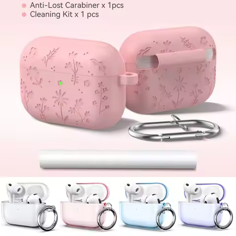 for AirPods Pro 3 Case Engraved Silicone Protective For AirPods Pro 3 Case Cover with Keychain Clean