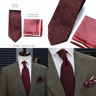 Red Polka Dot Tie + Fabric set Tie Lelaki Men Accessories Set Neck Tie
