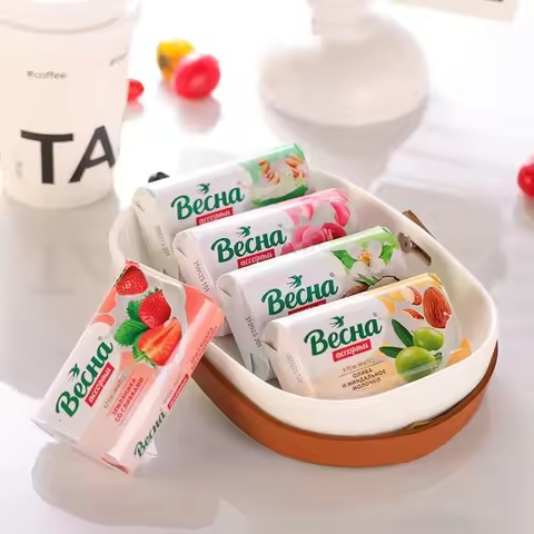 90g Russian Becha Soap Aloe Vera Strawberry Milk Bath Soap Rose Flavor Local Face Wash Soap Weisnach