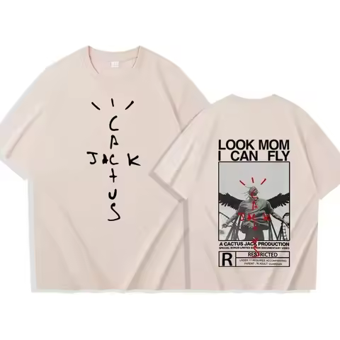 Unisex Travis Look Mom I Can Fly T-Shirt Scott Men's T-Shirt Harajuku Crewneck 100% Pure Cotton Top 