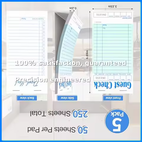 5 Pack Guest Check Books, Server Note Pads for Restaurant, Green Waiter Checkbook, Restaurant Order 