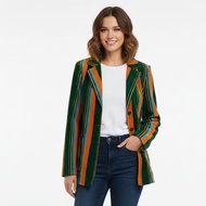 HIJAU VINTAGE ORANGE GREEN STRIPED BLAZER LD 86