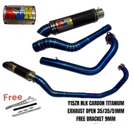 Y15ZR NLK 35MM EXHAUST OPEN CARBON TITANIUM FREE BRACKET 9MM