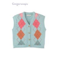 Gingersnaps Girls Knitted Argyle Oversized Vest