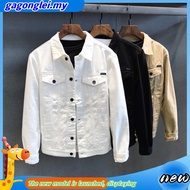 【Ready Stock】jaket jeans lelaki bomber jacket men White denim Male spring autumn Korean version of the trendy brand vers