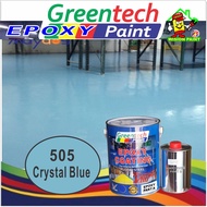 505 CRYSTAL BLUE ( 5L GREENTECH EPOXY PAINT ) Cat Lantai ( 4Liter Paint + 1Liter Hardener ) FLOOR COATING / WP / 5 LITE