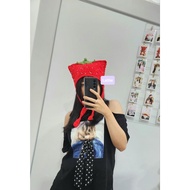 HANDMADE STRAWBEERY BEANIE CAT HAT/STROBERI CAT HAT/CAT HAT/CAT BEANIE/CUTE BEANIE HAT/VIRAL/KOREAN 