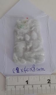 翡翠A玉觀音乘龍吊墜，2寸，58x40x8mm，白底青,好工圓滑好水頭。no.7.8.22