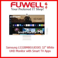 Samsung LS32BM801UEXXS 32" WHITE UHD FLAT Monitor with Smart TV Apps