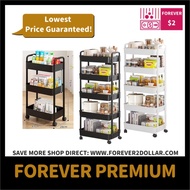 (FOREVER PREMIUM)  3/4/5 Tier Trolley Kitchen Storage Rack Trolley ABS Tray With Wheels