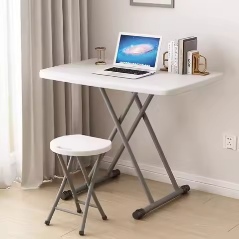 Plastic folding table Simple household study table Computer table Adjustable height Easy storage din