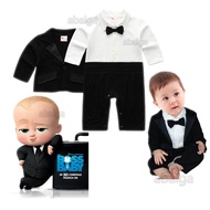 Newborn Boss Baby Outfit for Christening Coat Romper Bow Tie Set Infant Boy 1 Year Old Baby Boss Cos