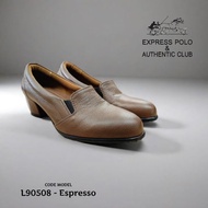 [ Model L90508 Espresso ] Women's Formal Slip-On 1.5 inchi Heel Espresso Leather Shoe 100% Cow Leath