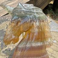 超稀有 彩虹光鬃毛 獨角獸 蘋果綠 黃金色調 螢石 七次元 神獸