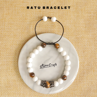 RATU BRACELET Gelang Kesehatan Pembuka Aura dan Rejeki Batu Giok Putih China ASLI Akik Alam Natural