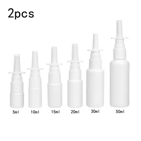 2pcs 10ml/20ml/30ml White Empty Plastic Nasal Spray Bottles Pump Sprayer Mist Nose Spray Refillable 