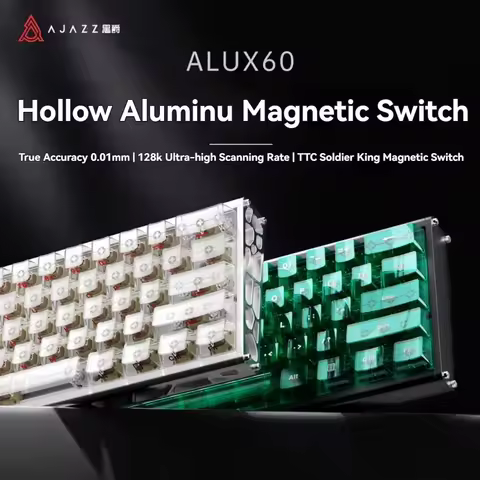 AJAZZ ALUX60 Magnetic Switch Keyboard Wired 8k Hot-Swap ARGB 0.125MS RT0.01mm CNC Aluminum Custom FP