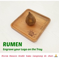 FREE ENGRAVING 18x18cm Square Mahogany Tray - [RUMEN]