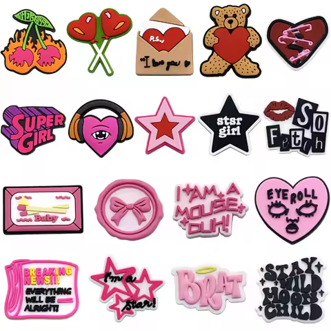 18-Piece Y2K Style Soft Rubber Shoe Accessory Set – Unique Personalizable Charms & Clips(Anime World