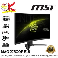 MSI 27" MAG 275CQF E18 / 31.5" MAG 321CQF E18 WQHD (2560x1440 @180HZ) RAPID VA LCD CURVED GAMING MON