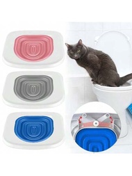 1套貓用馬桶訓練器，可重複使用無貓砂貓砂盒，教導貓咪上廁所的工具通用訓練