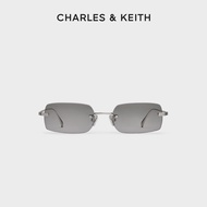 CHARLES&KEITH Sunglasses สินค้าใหม่ CK3-41280633 แว่นตากันแดดแฟชั่นน้ำหนักเบาไร้ขอบ Rose Gold 13.3*3