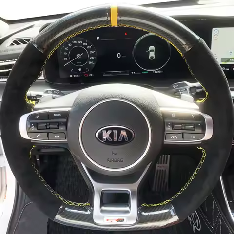 DIY Car Steering Wheel Cover For Kia Optima Kia K5 GT GT-Line Sedan 2020-2022 Suede Steering-Wheel C
