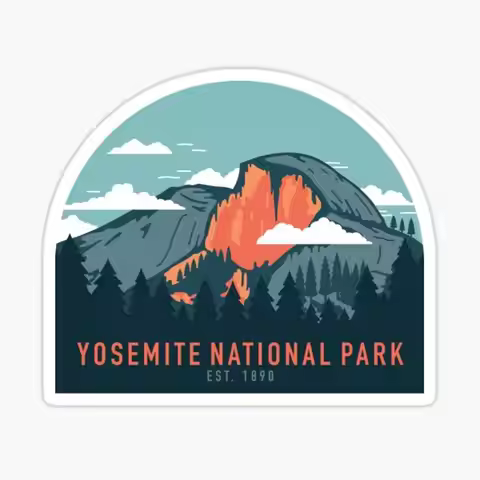 Yosemite National Park Sticker for Laptop Decor Bedroom Car Cute Cartoon Art Fashionable Public Suit